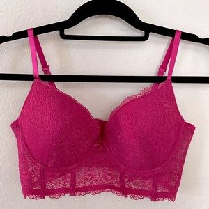 Pink Lace Corset Bra